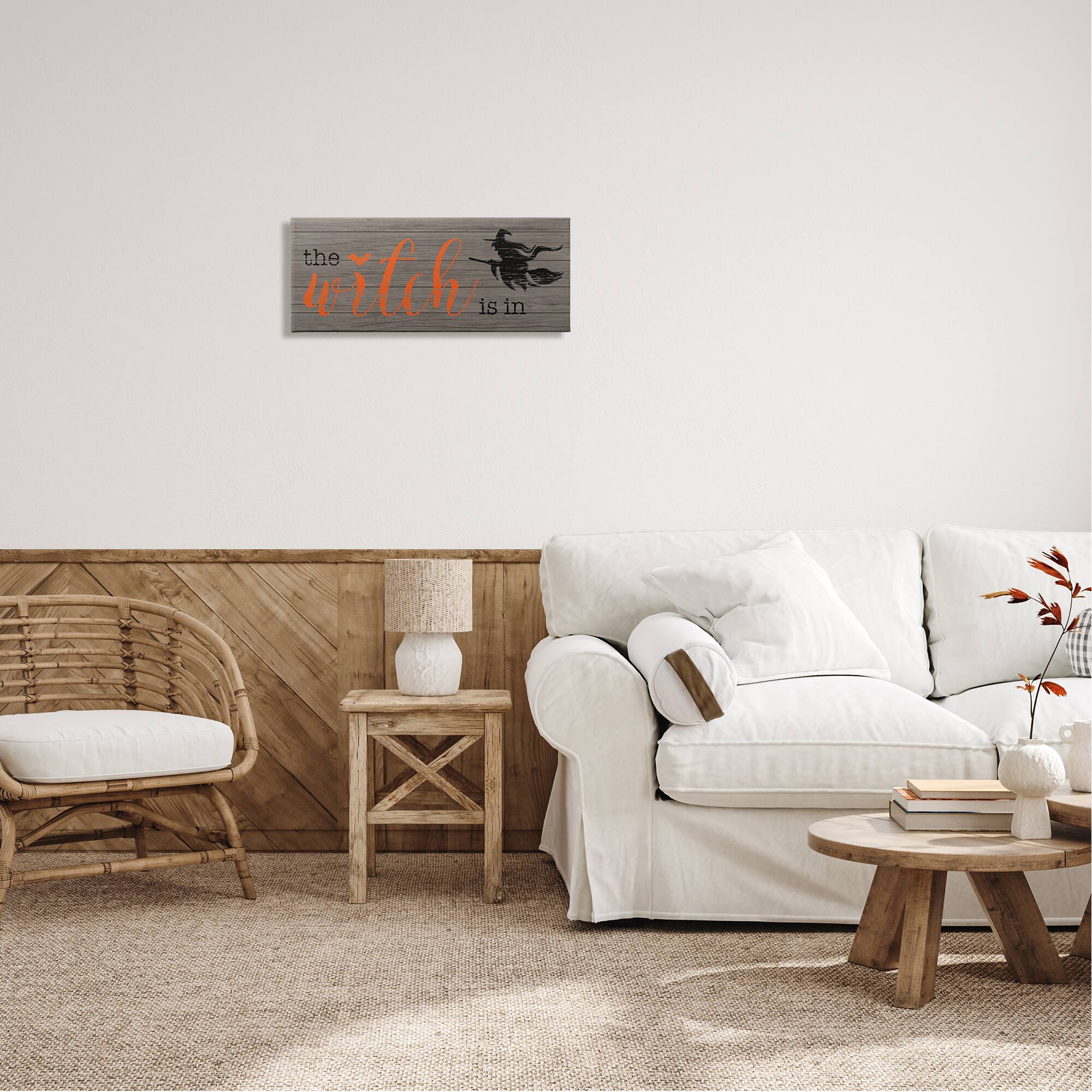 Stupell Industries The Witch Is In Halloween Sign Canvas Wall Art
